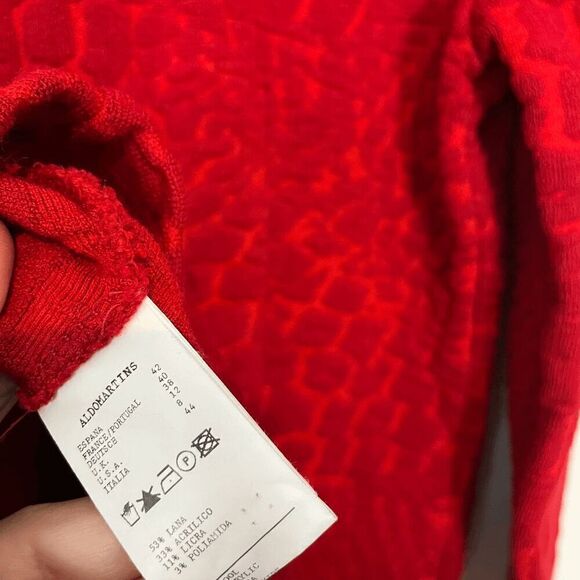 Aldomartins Red Jacquard Textured 3-Button Blazer Jacket Women's Size US 8 - Picture 7 of 7